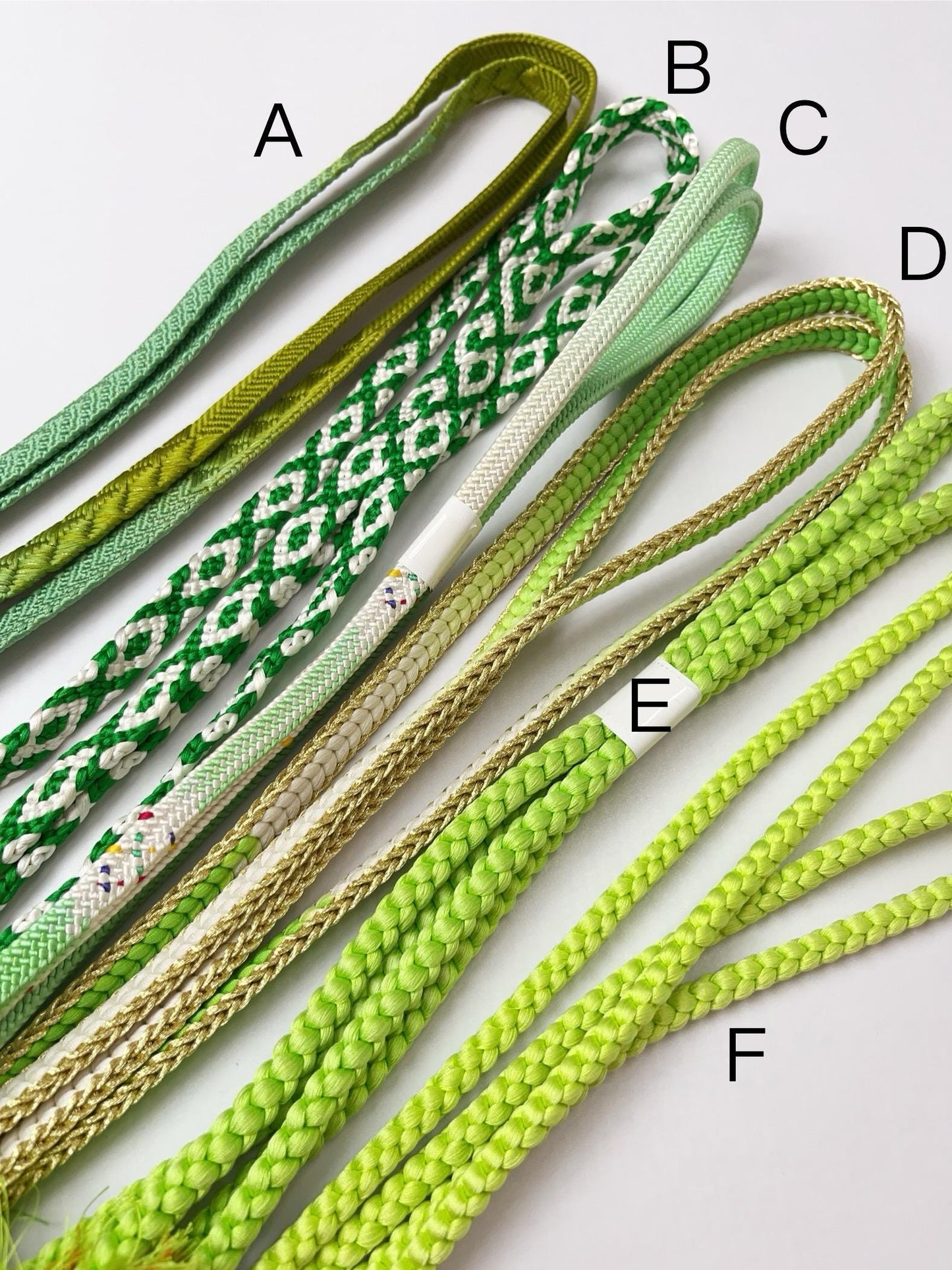 Green Silk Obijime Cord: Japanese Kimono Belt Accessory (Q7)