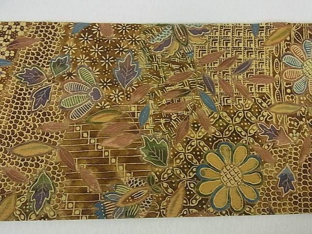 Vintage Floral Silk Nagoya Obi Belt - Japanese Kimono Obi (OB194)