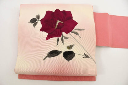 Vintage Silk Nagoya Obi Belt: Pastel Floral Kimono Sash