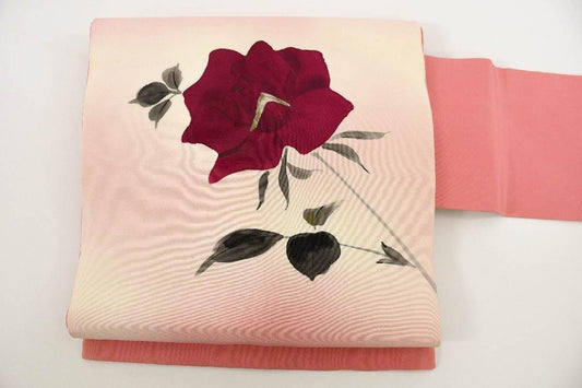 Vintage Silk Nagoya Obi Belt: Pastel Floral Kimono Sash