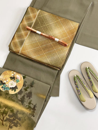 Patterned Silk Fukuro Obi - Rank S - 452x31.5cm