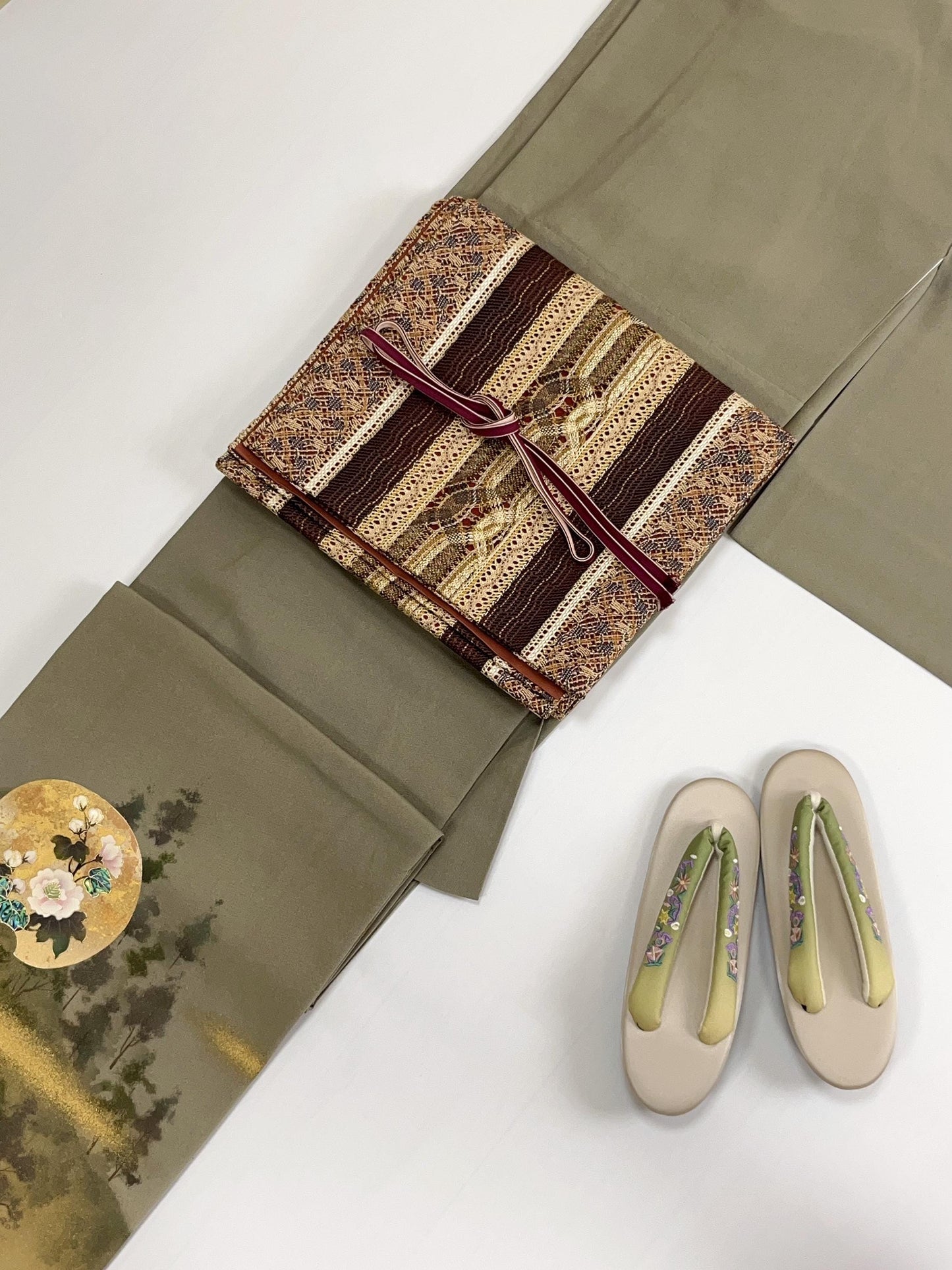 Patterned Silk Fukuro Obi: Tea Ceremony Kimono Obi (440x31cm)