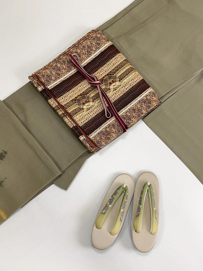 Patterned Silk Fukuro Obi: Tea Ceremony Kimono Obi (440x31cm)