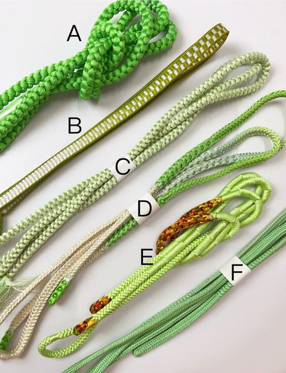 Green Silk Obijime Cord: Japanese Kimono Belt Accessory, Q5