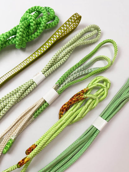 Green Silk Obijime Cord: Japanese Kimono Belt Accessory, Q5