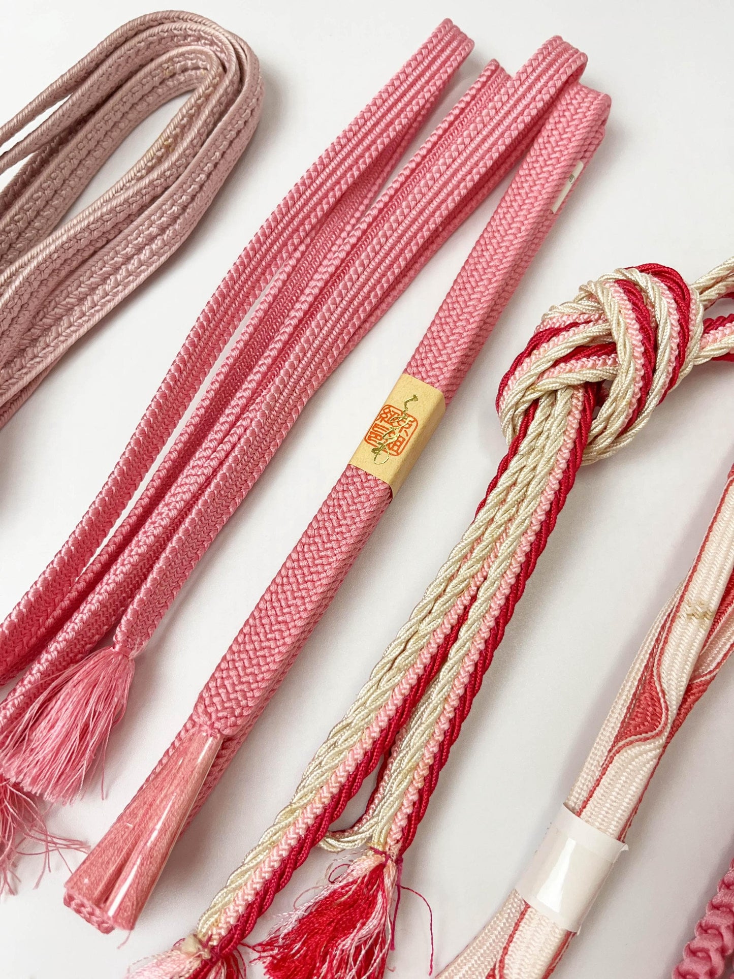 Pink Silk Obijime Cord Collection, Japanese Kimono Accessories, Obi Ties, Q6