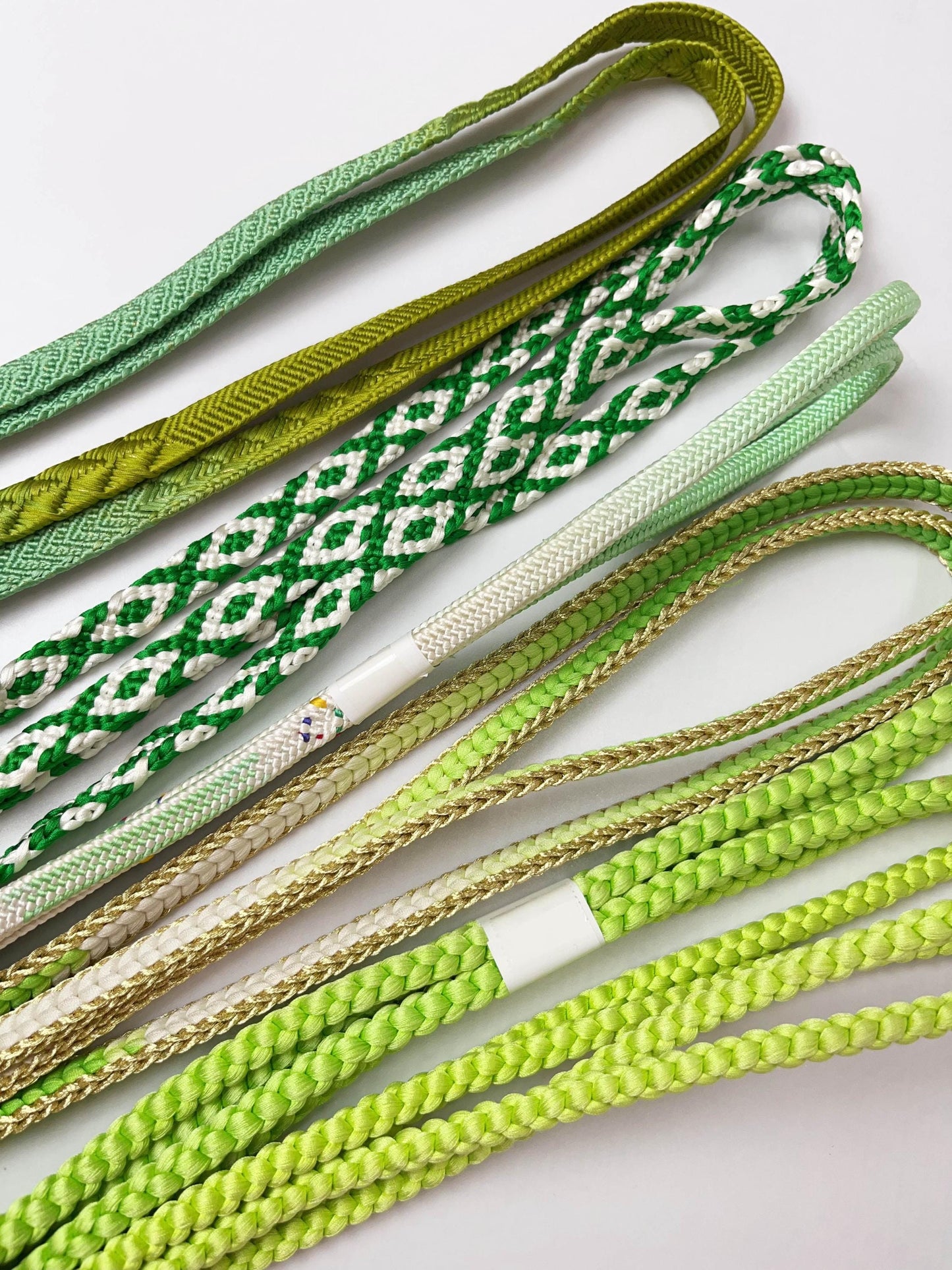 Green Silk Obijime Cord: Japanese Kimono Belt Accessory (Q7)