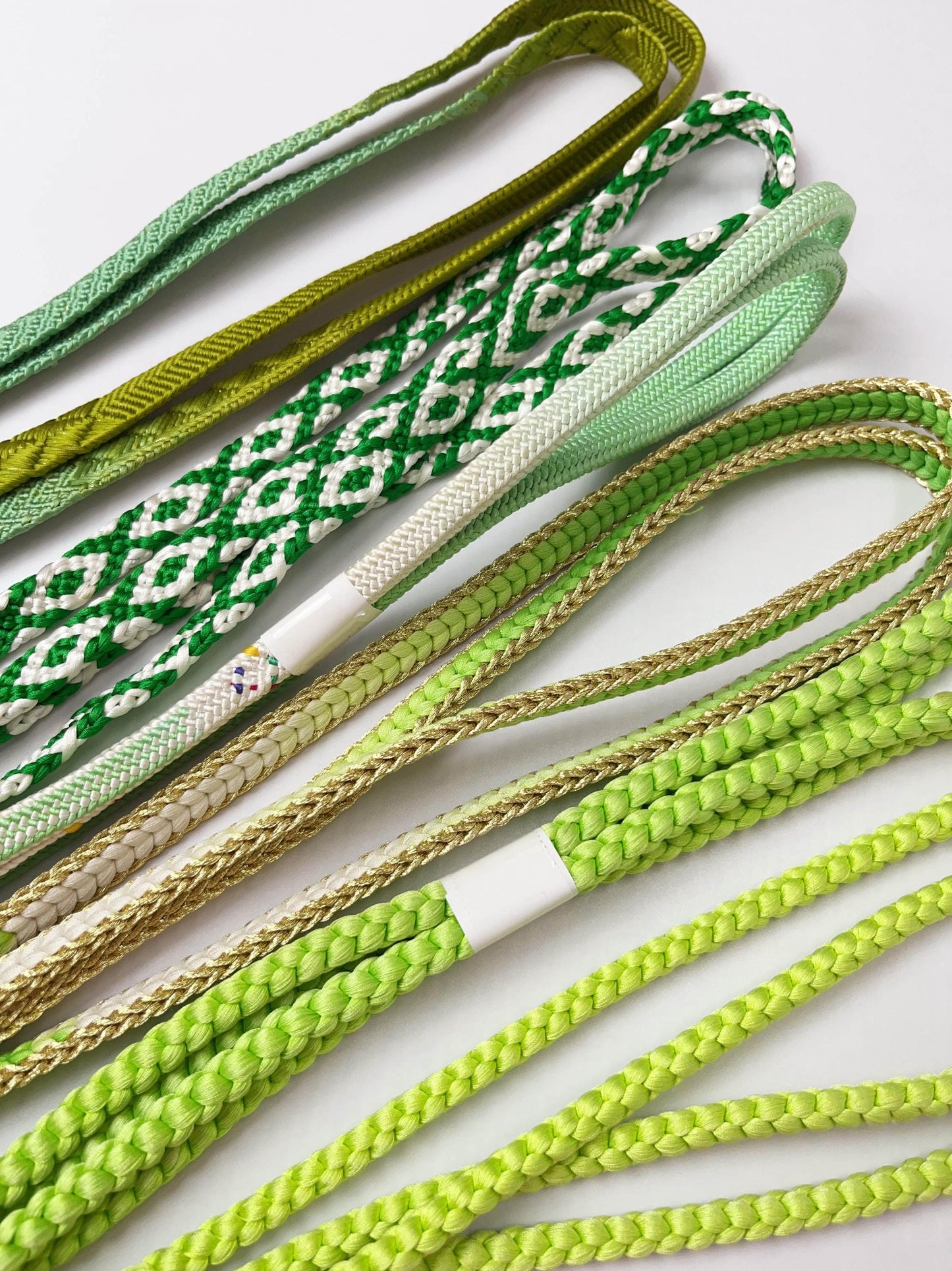Green Silk Obijime Cord: Japanese Kimono Belt Accessory (Q7)