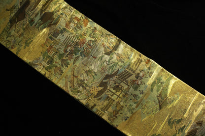Vintage Silk Obi Belt: Dynasty Scroll Fukuro Obi -432cm (OB106)