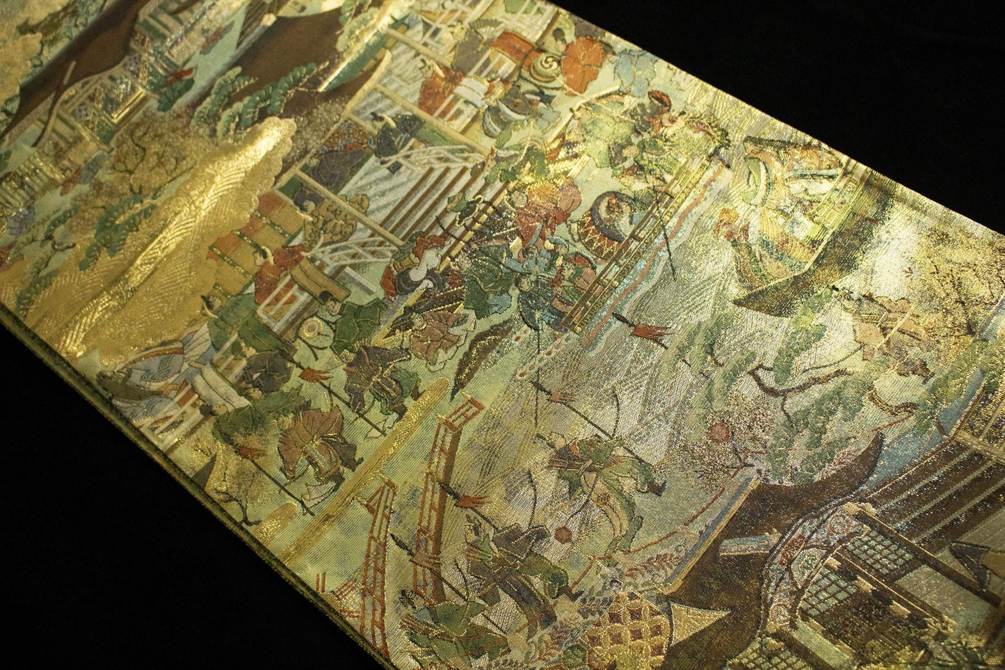 Vintage Silk Obi Belt: Dynasty Scroll Fukuro Obi -432cm (OB106)