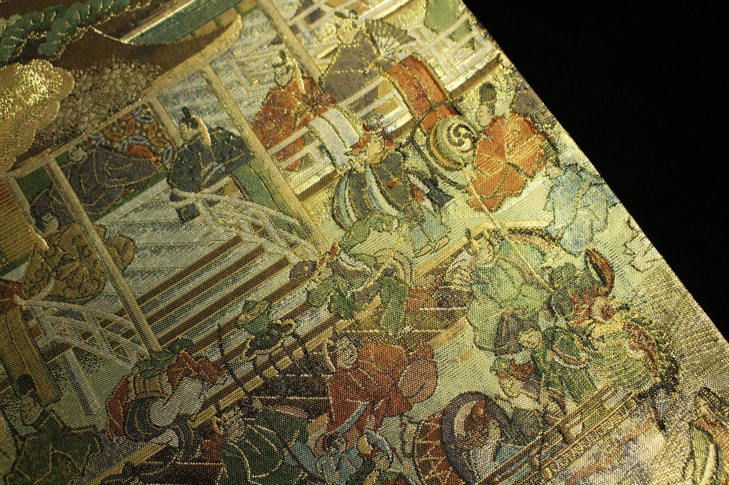 Vintage Silk Obi Belt: Dynasty Scroll Fukuro Obi -432cm (OB106)