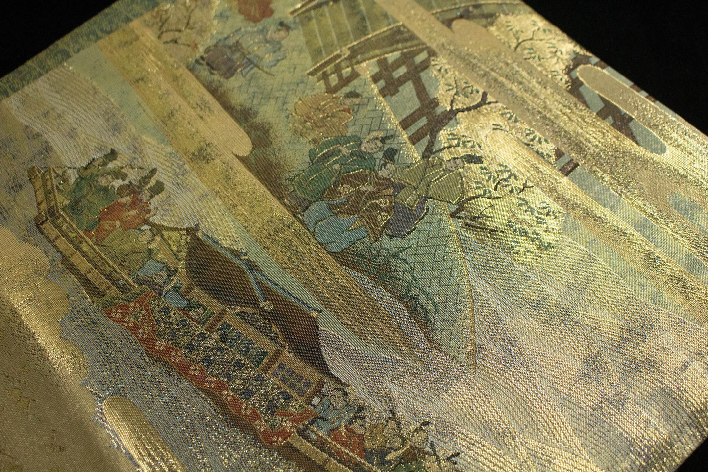 Vintage Silk Obi Belt: Dynasty Scroll Fukuro Obi -432cm (OB106)