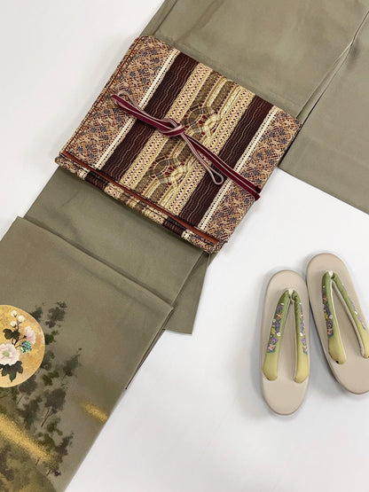 Patterned Silk Fukuro Obi: Tea Ceremony Kimono Obi (440x31cm)