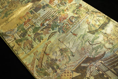 Vintage Silk Obi Belt: Dynasty Scroll Fukuro Obi -432cm (OB106)