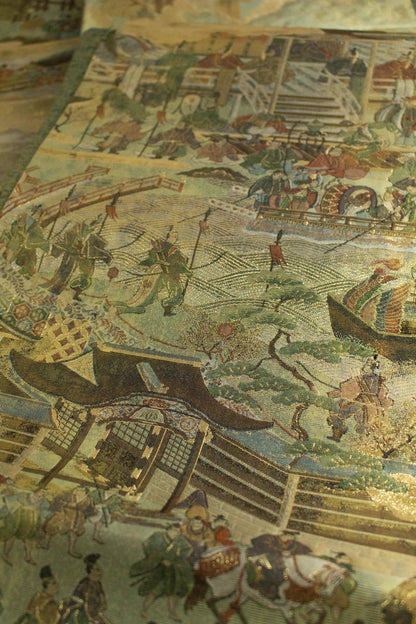 Vintage Silk Obi Belt: Dynasty Scroll Fukuro Obi -432cm (OB106)