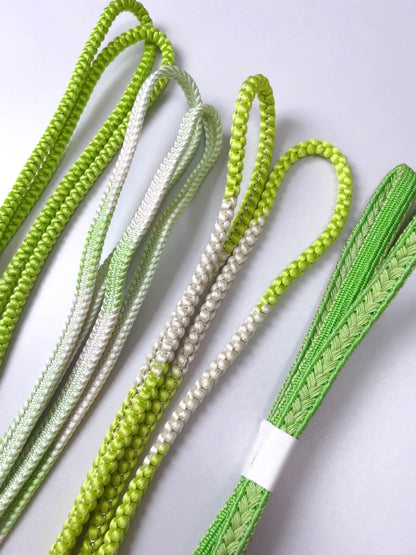 Green Silk Obijime Cord: Japanese Kimono Belt Accessory (Q16)