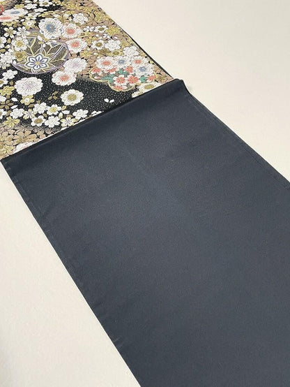 Vintage Silk Fukuro Obi Belt: Floral Kimono Sash, Rank A- (OB199)