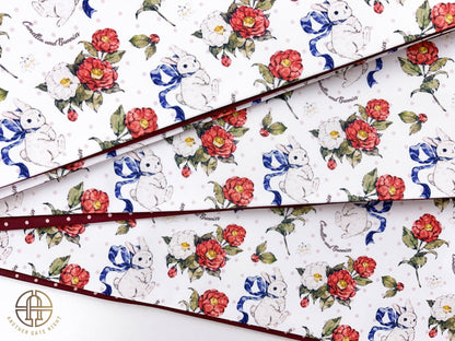 Camellia Rabbit Hanhaba Obi Belt: Red Polka Dot Kimono Sash