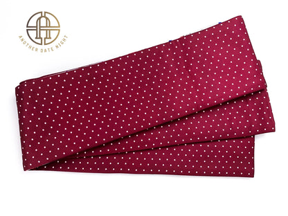 Camellia Rabbit Hanhaba Obi Belt: Red Polka Dot Kimono Sash