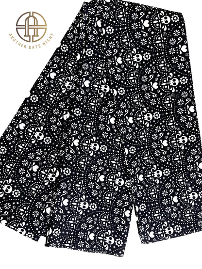 Skull Pattern Hanhaba Obi Belt: Double Sided Kimono/ Yukata Obi
