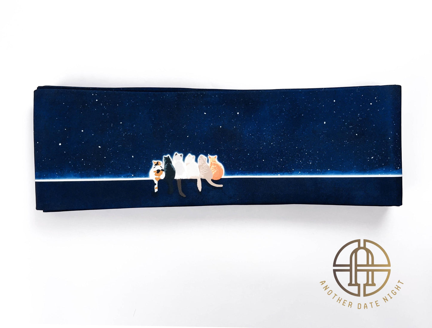 Starry Cat Hanhaba Belt: Double Sided Obi for Kimono