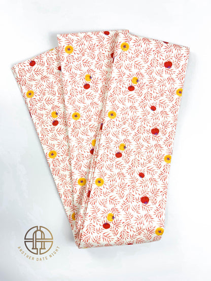 Summer Tomato Hanhaba Belt, Half-Width Obi for Yukata/Komon Kimono/Casual Kimono