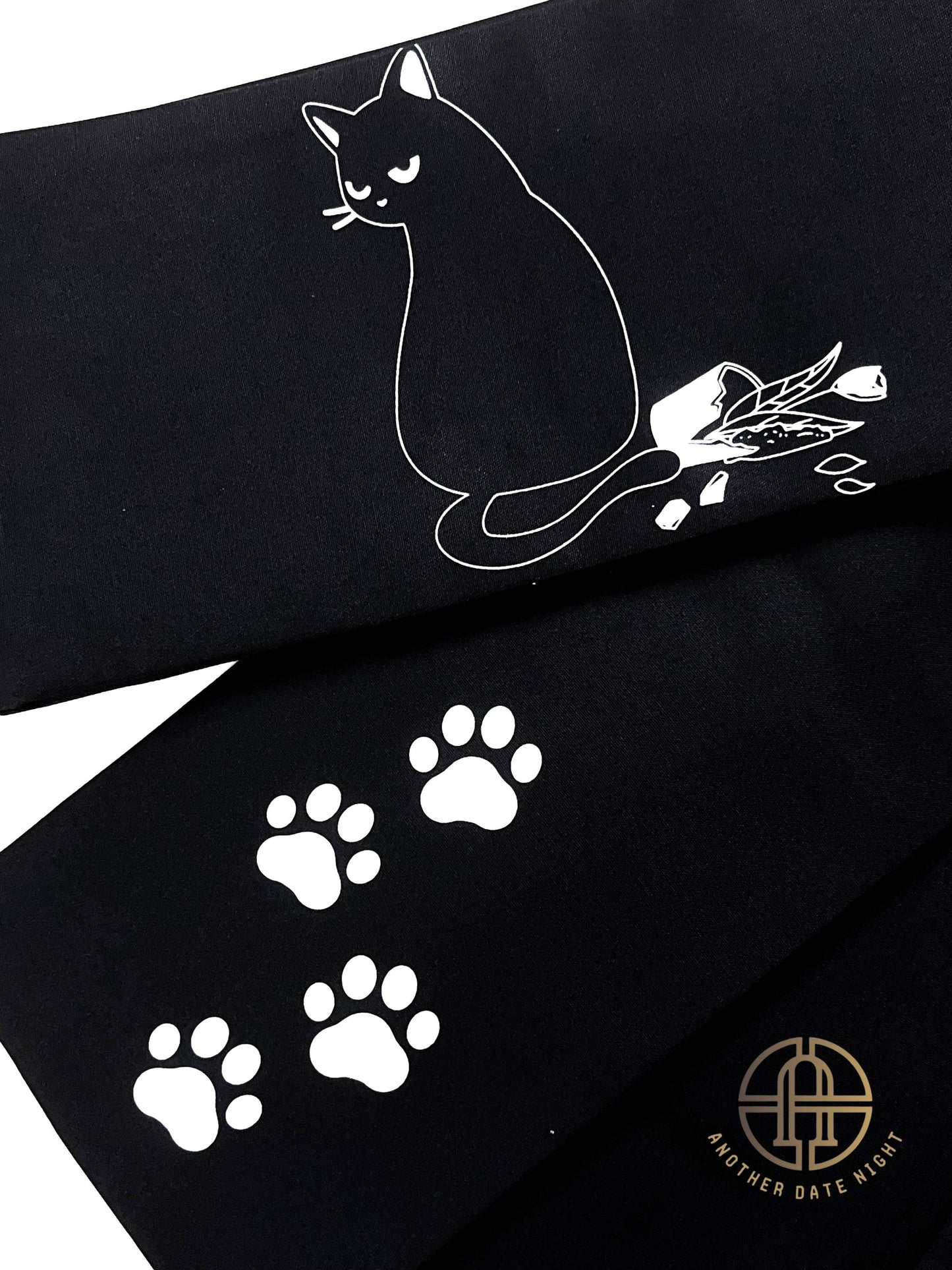 Naughty Cat Hanhaba Obi (Half-Width Obi) - Double Sided, For Yukata/Komon Kimono/Casual Kimono