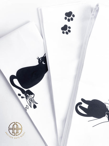 Naughty Cat Hanhaba Obi - Double Sided, For Yukata/Komon Kimono/Casual Kimono