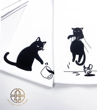 Naughty Cat Hanhaba Obi - Double Sided, For Yukata/Komon Kimono/Casual Kimono