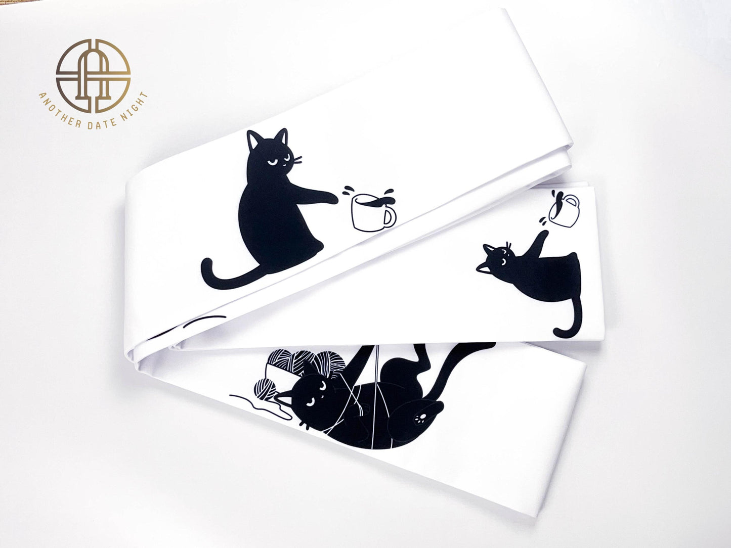 Naughty Cat Hanhaba Obi - Double Sided, For Yukata/Komon Kimono/Casual Kimono