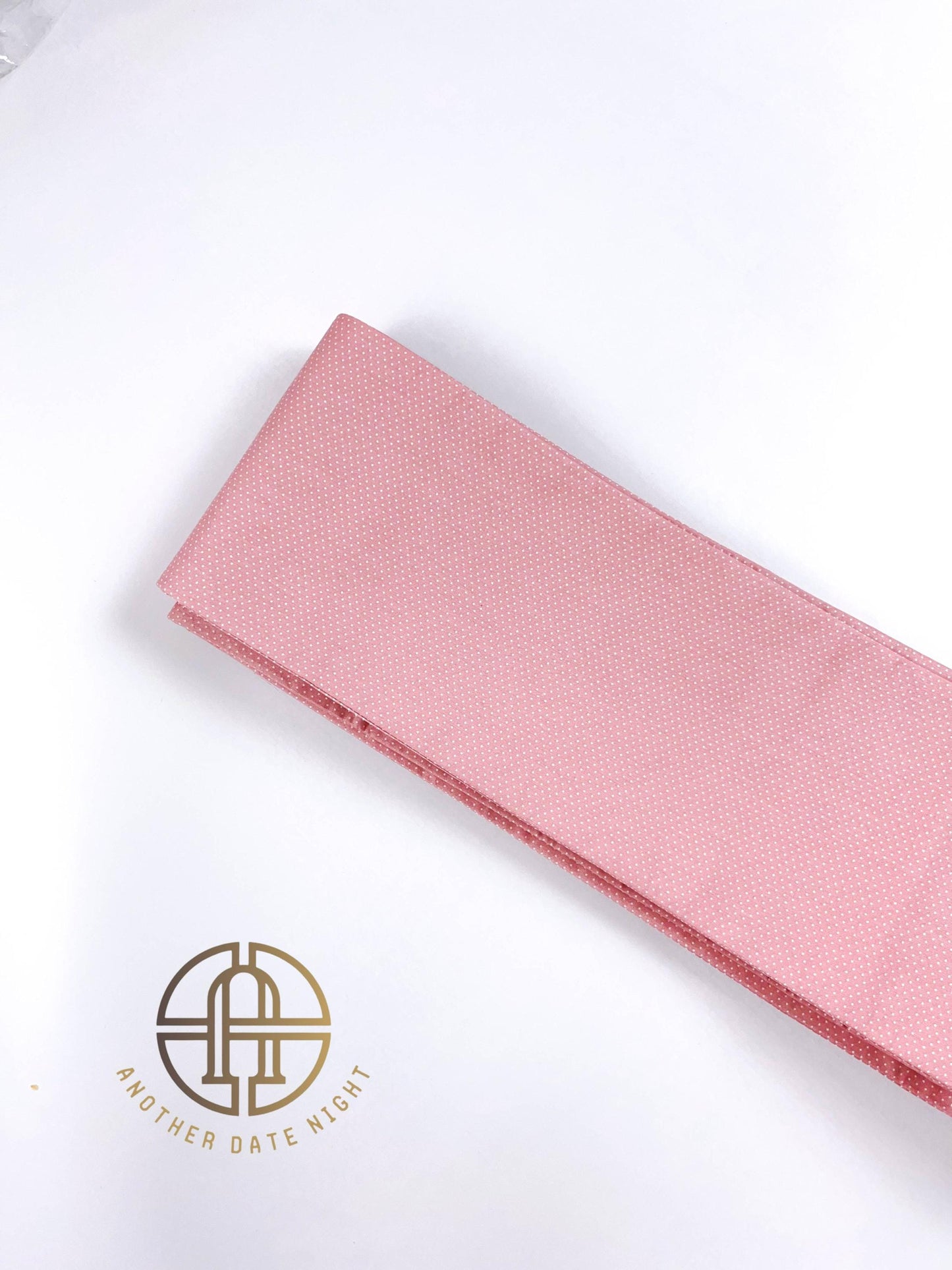 Pink Polka Dots Hanhaba Belt, Half-Width Obi for Yukata/Komon Kimono/Casual Kimono