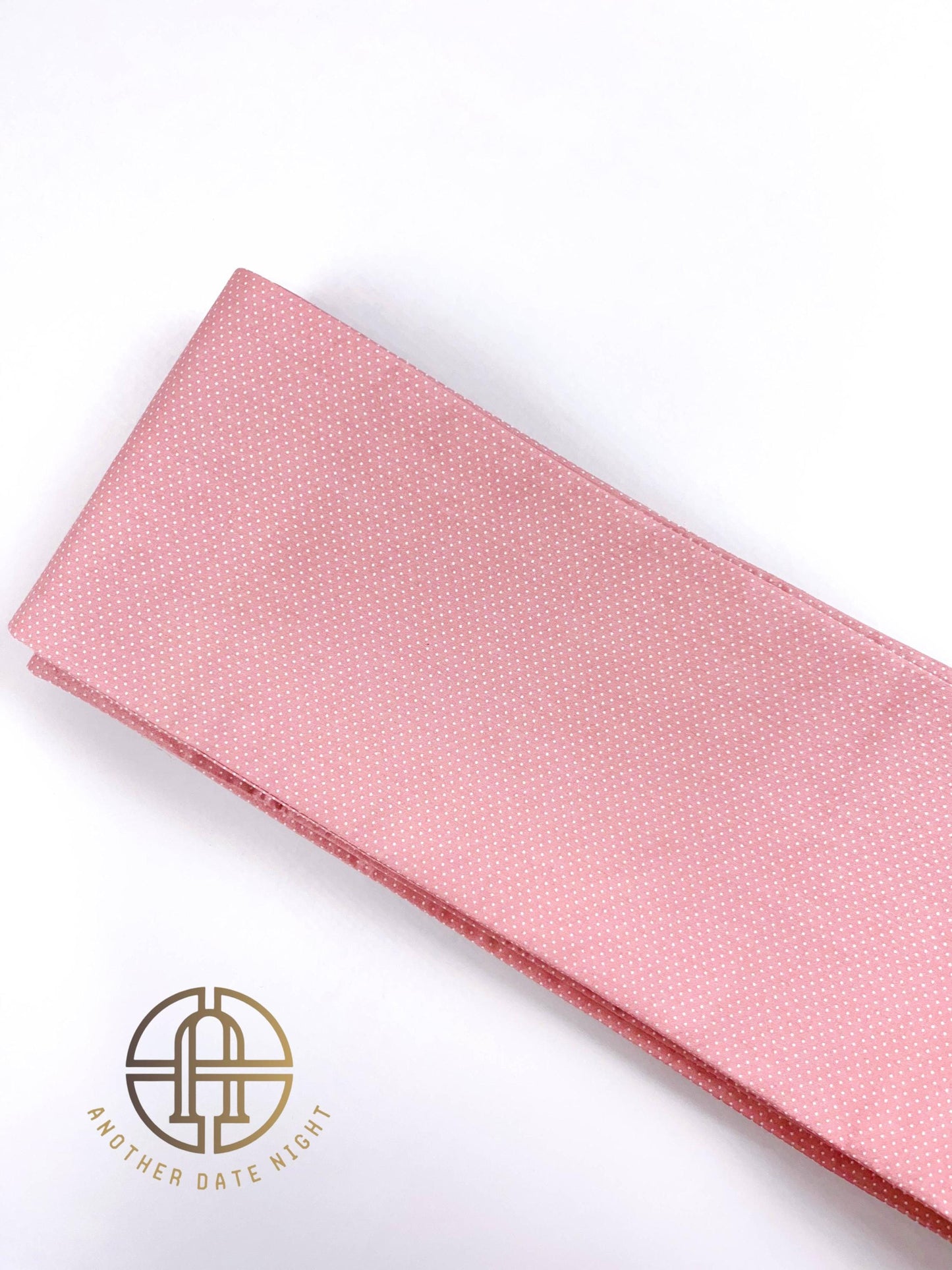 Pink Polka Dots Hanhaba Belt, Half-Width Obi for Yukata/Komon Kimono/Casual Kimono