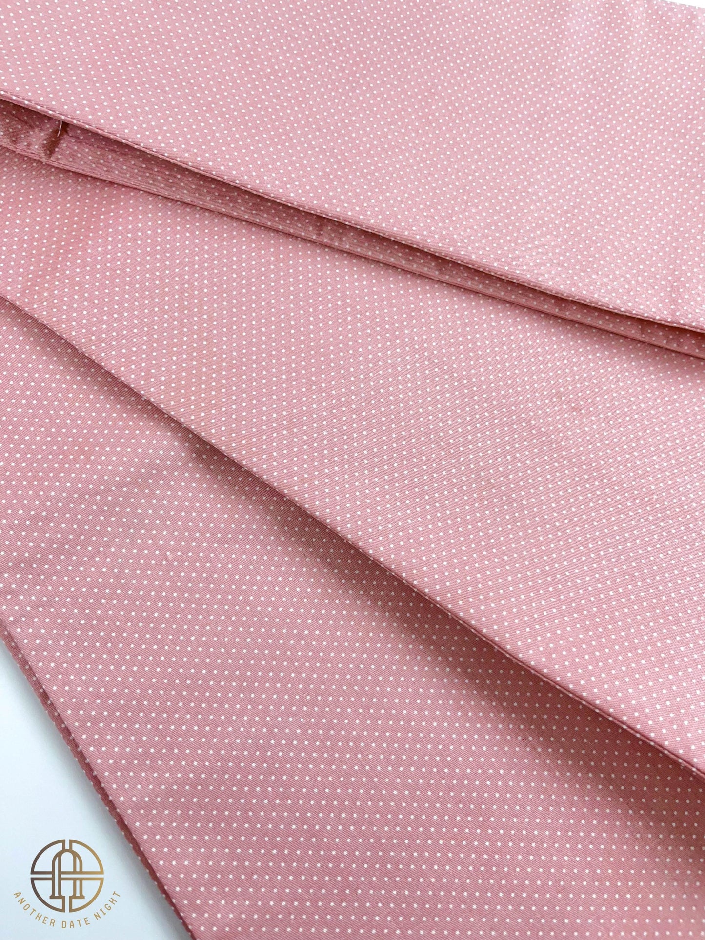 Pink Polka Dots Hanhaba Belt, Half-Width Obi for Yukata/Komon Kimono/Casual Kimono