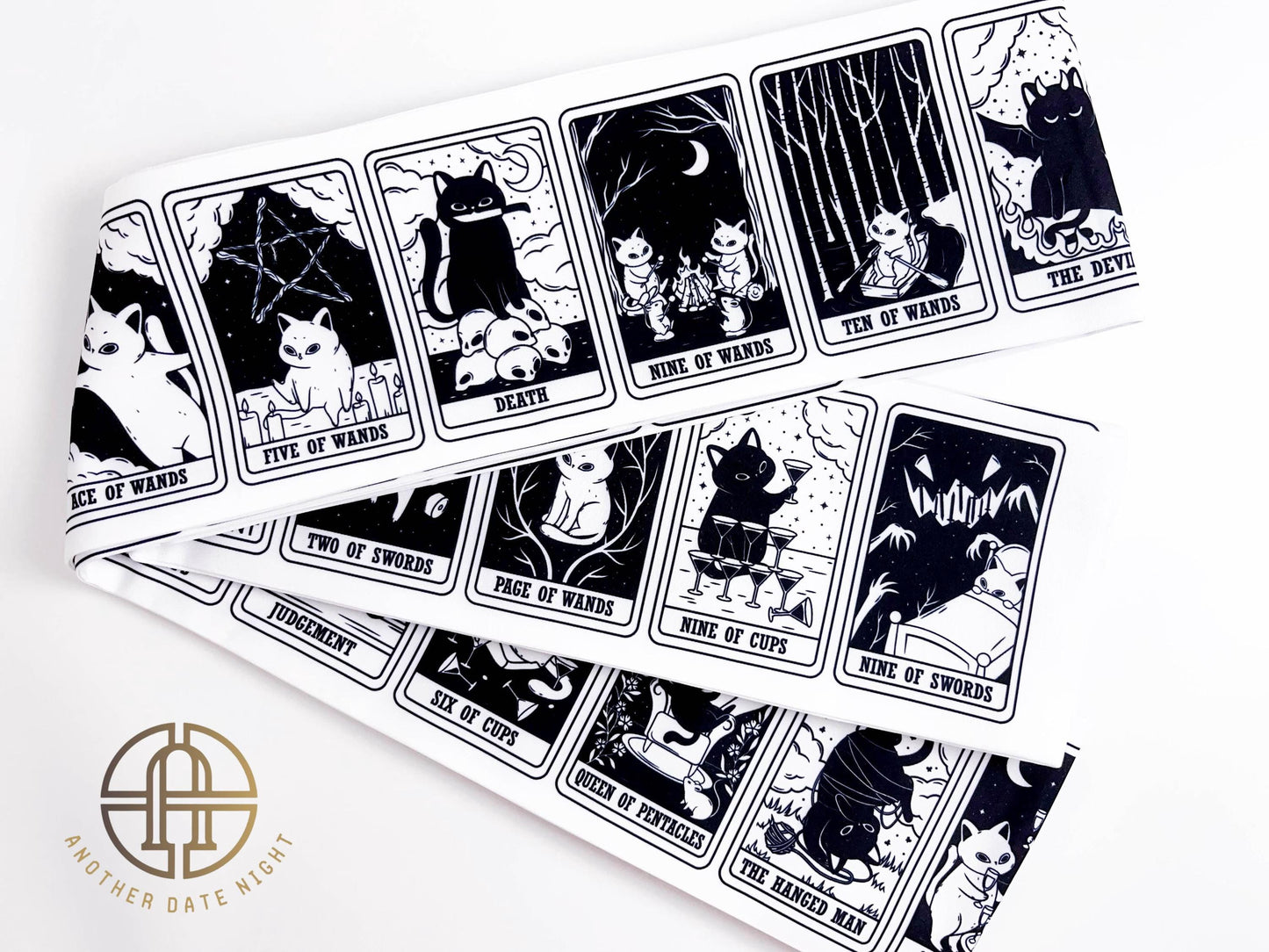 Cat Tarot Hanhaba Obi Belt: Double Sided Kimono Yukata Obi