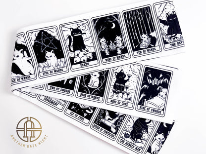 Cat Tarot Hanhaba Obi Belt: Double Sided Kimono Yukata Obi