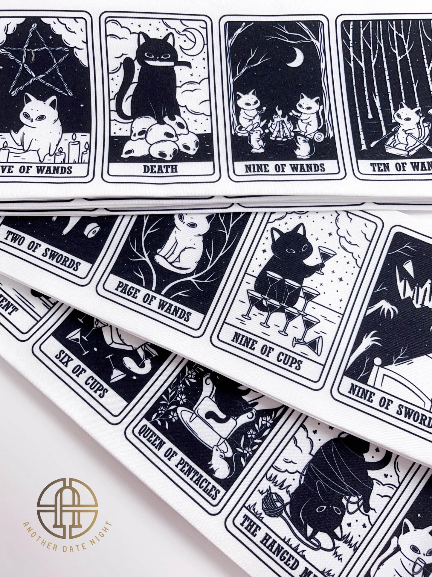 Cat Tarot Hanhaba Obi Belt: Double Sided Kimono Yukata Obi