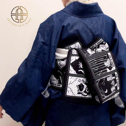 Cat Tarot Kimono/ Yukata Obi Belt: Double Sided Hanhaba Obi