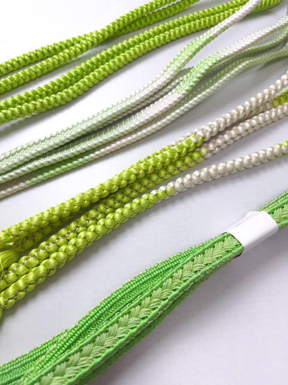 Green Silk Obijime Cord: Japanese Kimono Belt Accessory (Q16)