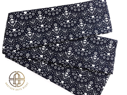 Skull Pattern Hanhaba Obi Belt: Double Sided Kimono/ Yukata Obi