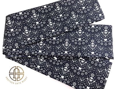 Skull Pattern Hanhaba Obi Belt: Double Sided Kimono/ Yukata Obi
