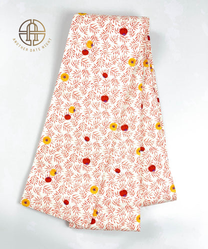 Summer Tomato Hanhaba Belt, Half-Width Obi for Yukata/Komon Kimono/Casual Kimono