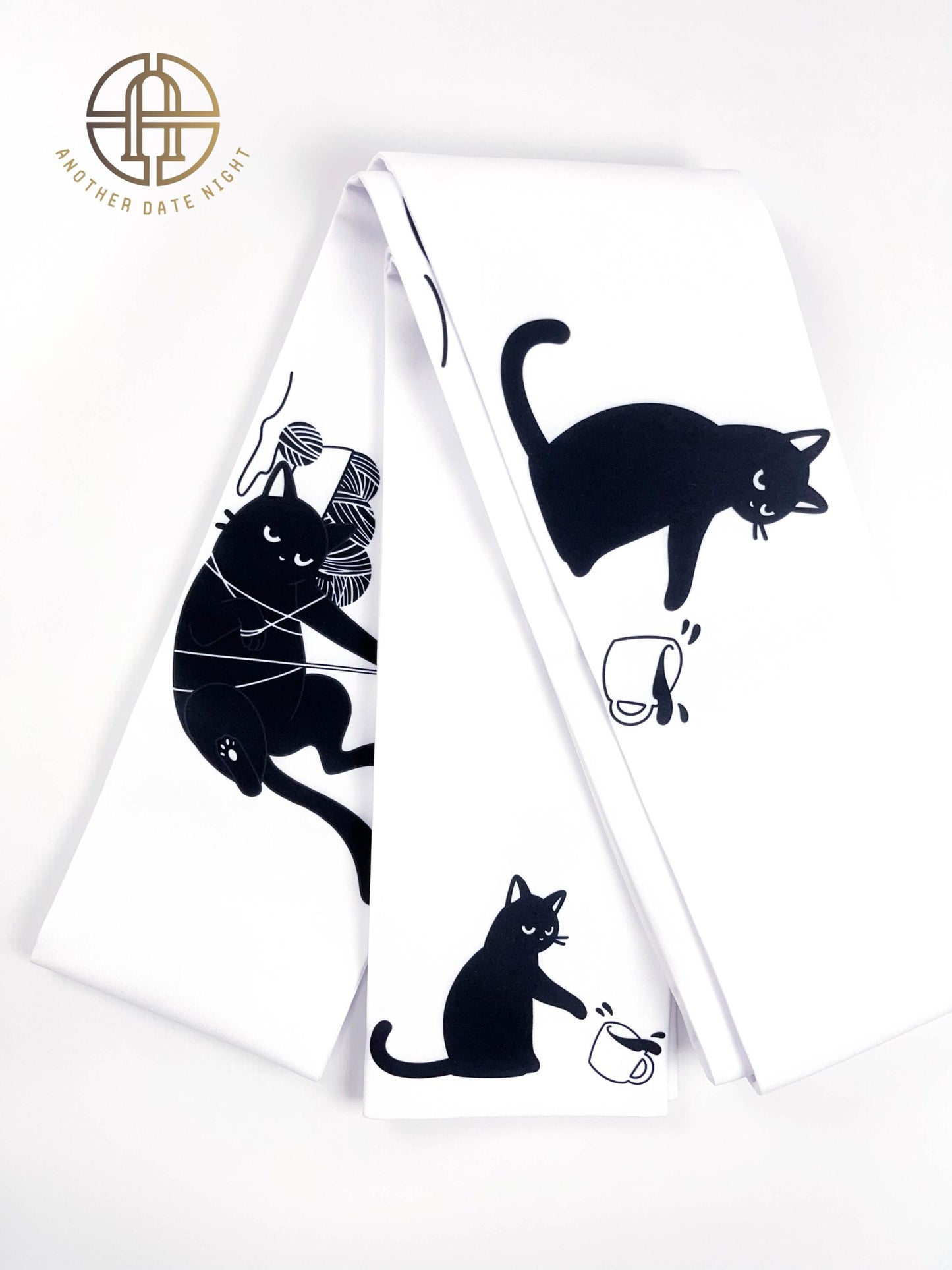 Naughty Cat Hanhaba Obi - Double Sided, For Yukata/Komon Kimono/Casual Kimono