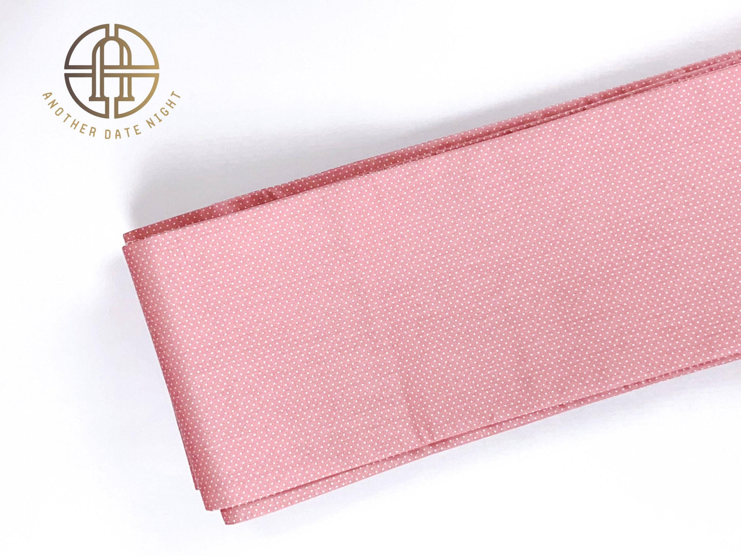 Pink Polka Dots Hanhaba Belt, Half-Width Obi for Yukata/Komon Kimono/Casual Kimono