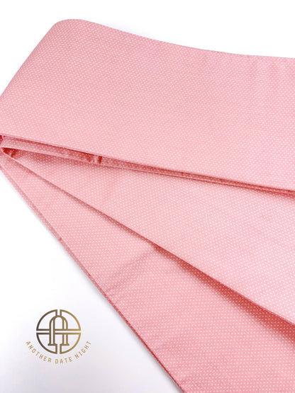Pink Polka Dots Hanhaba Belt, Half-Width Obi for Yukata/Komon Kimono/Casual Kimono