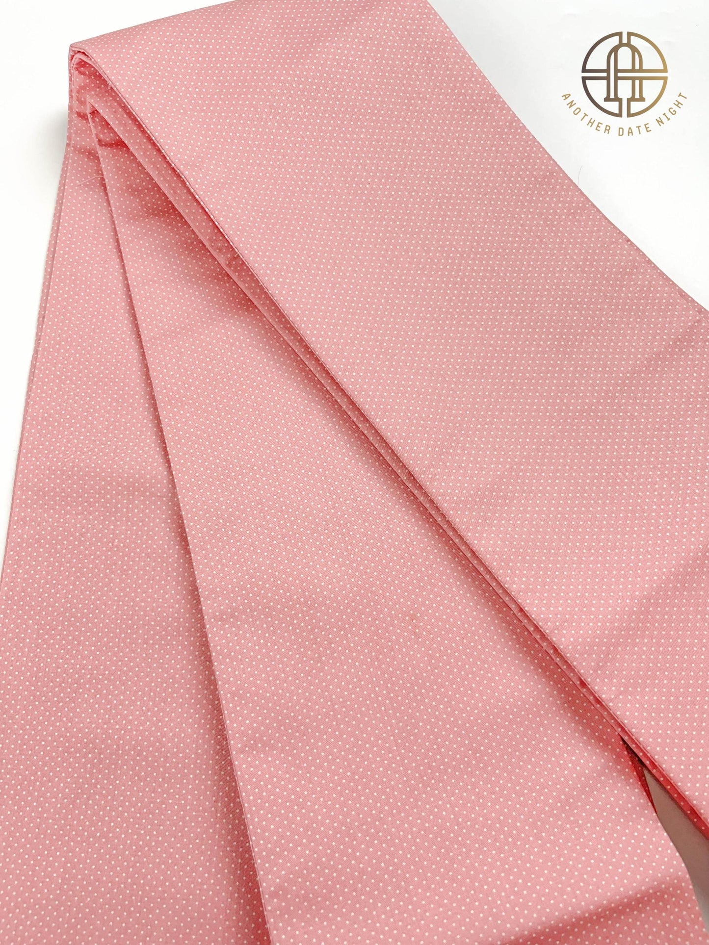 Pink Polka Dots Hanhaba Belt, Half-Width Obi for Yukata/Komon Kimono/Casual Kimono