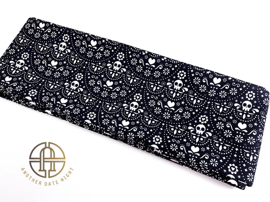 Skull Pattern Hanhaba Obi Belt: Double Sided Kimono/ Yukata Obi