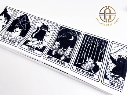 Cat Tarot Hanhaba Obi Belt: Double Sided Kimono Yukata Obi
