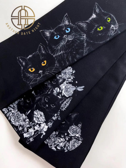 Cat World Triumvirate, Double Sided Hanhaba Obi Belt, Half Width Obi