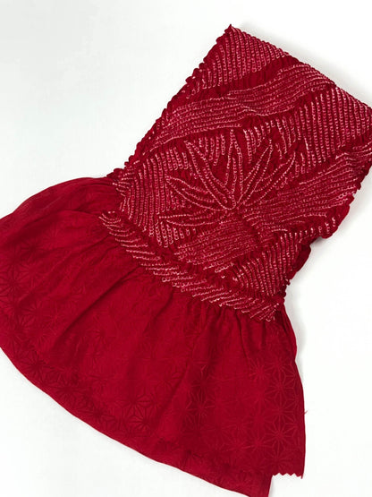 Vintage Red Silk Obiage: Kimono Sash, Good Condition (R)