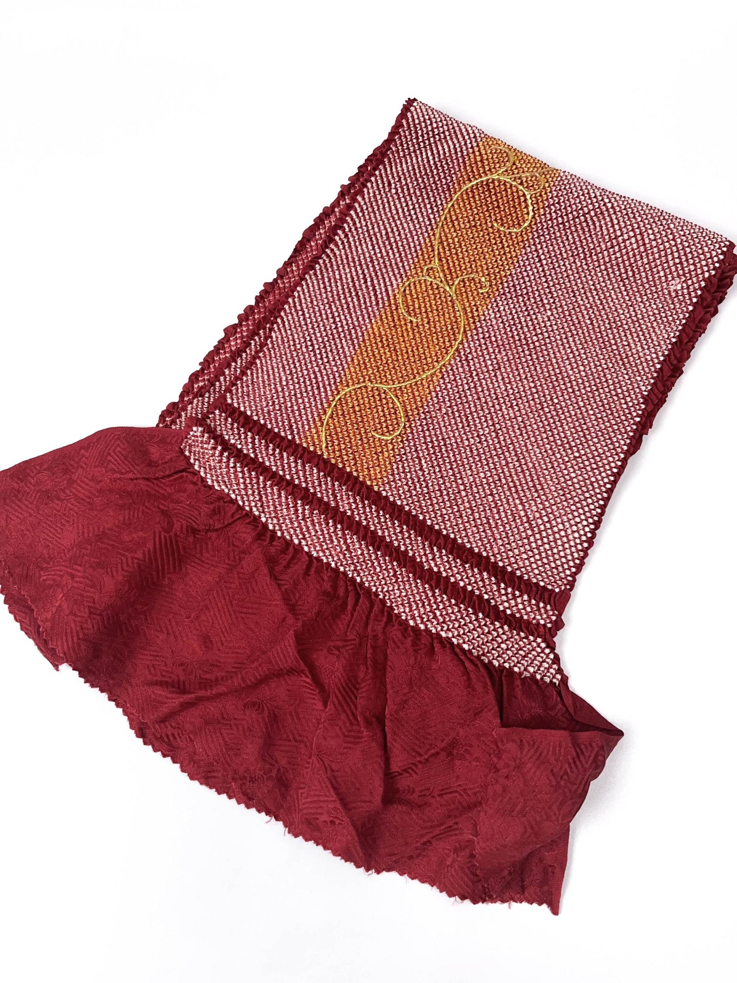 Vintage Red Silk Obiage: Kimono Sash, Good Condition (R)